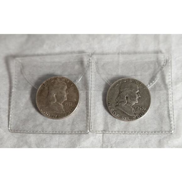 US Ben Franklin Half Dollar 1951, 1963 Pre-owned - Picture 3 of 3